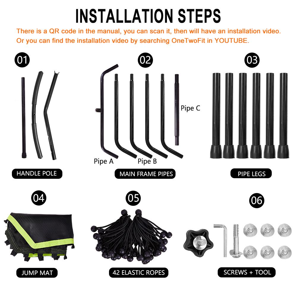 installation steps for the ONETWOFIT Rebounder